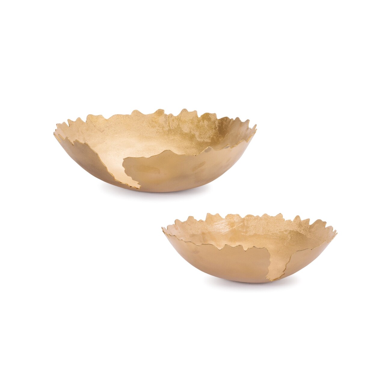 Melrose Abstract Cut-Out Aluminum Bowls - 15" - Gold - Set of 2